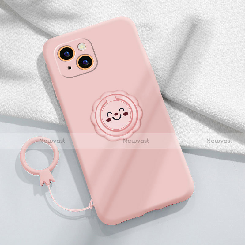 Ultra-thin Silicone Gel Soft Case Cover with Magnetic Finger Ring Stand A06 for Apple iPhone 13 Mini