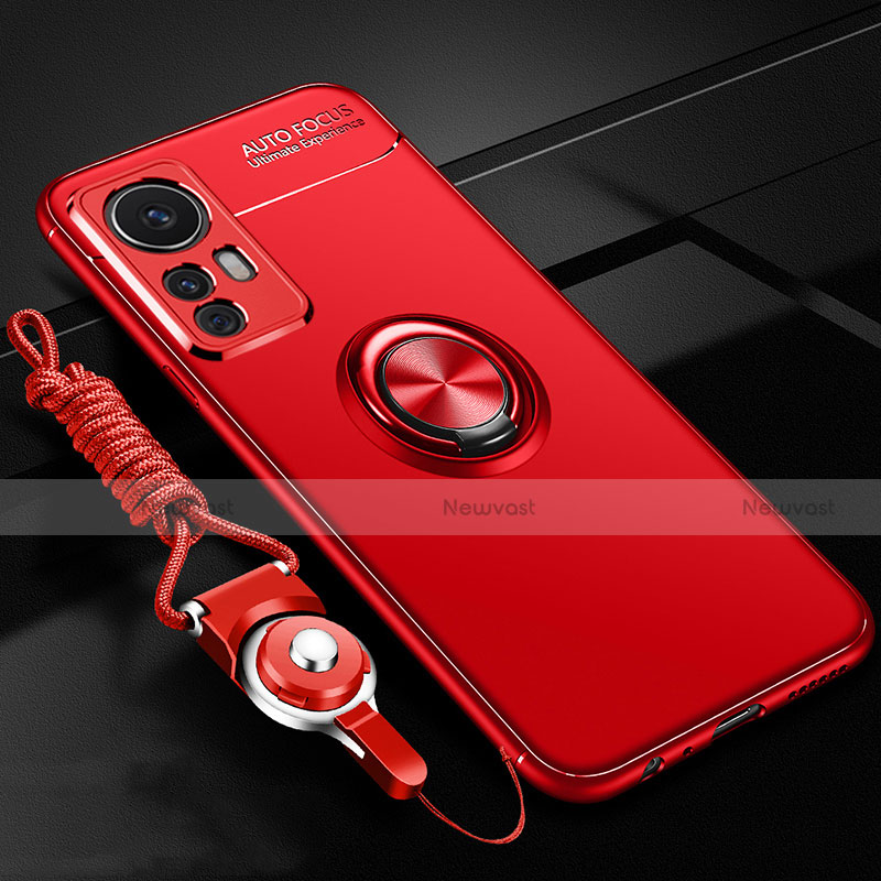 Ultra-thin Silicone Gel Soft Case Cover with Magnetic Finger Ring Stand A06 for Xiaomi Mi 12 5G