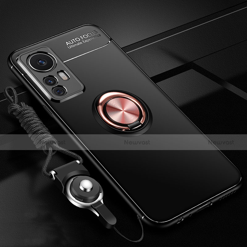 Ultra-thin Silicone Gel Soft Case Cover with Magnetic Finger Ring Stand A06 for Xiaomi Mi 12 5G