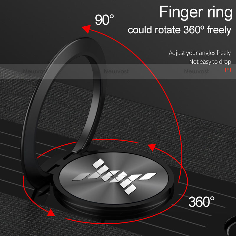 Ultra-thin Silicone Gel Soft Case Cover with Magnetic Finger Ring Stand A07 for Samsung Galaxy S21 5G