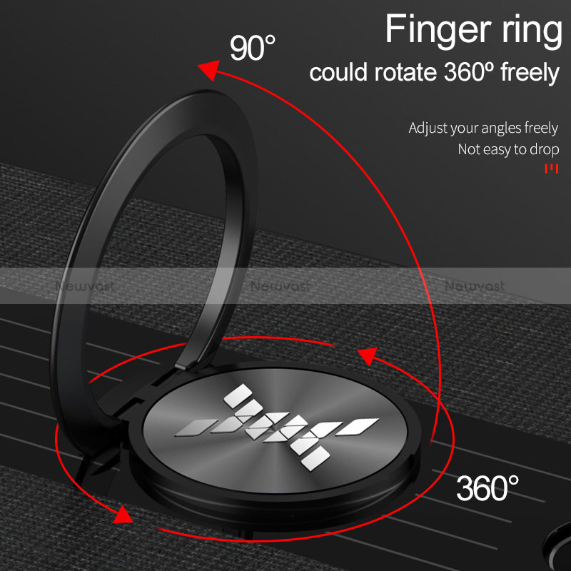 Ultra-thin Silicone Gel Soft Case Cover with Magnetic Finger Ring Stand A07 for Samsung Galaxy S24 Plus 5G