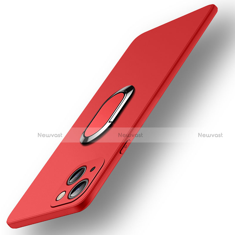 Ultra-thin Silicone Gel Soft Case Cover with Magnetic Finger Ring Stand A09 for Apple iPhone 13