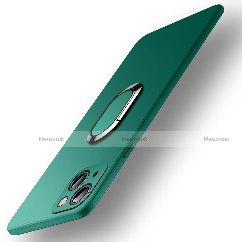Ultra-thin Silicone Gel Soft Case Cover with Magnetic Finger Ring Stand A09 for Apple iPhone 13