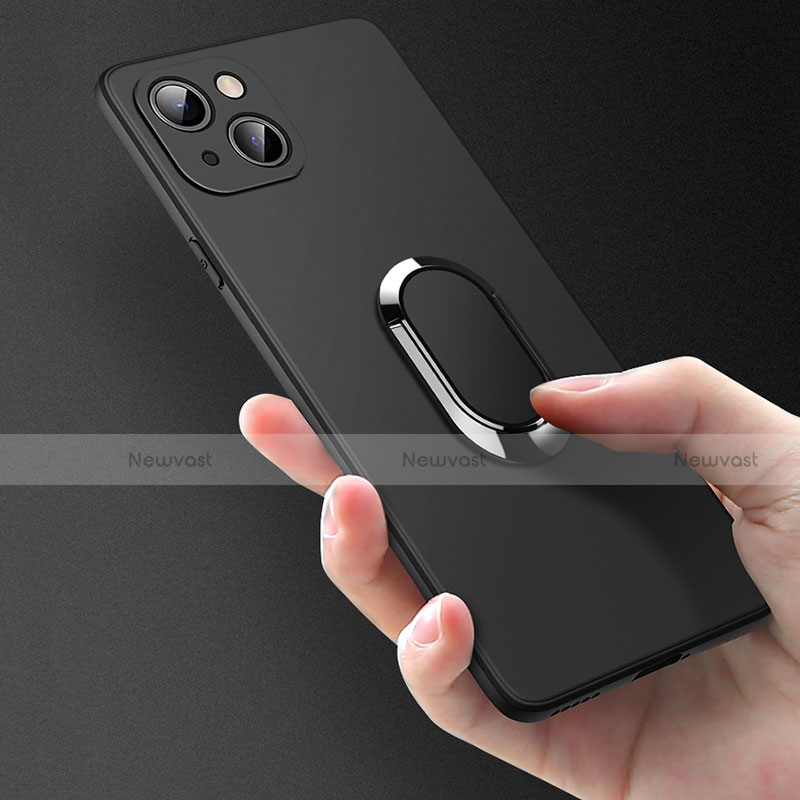 Ultra-thin Silicone Gel Soft Case Cover with Magnetic Finger Ring Stand A09 for Apple iPhone 13 Mini