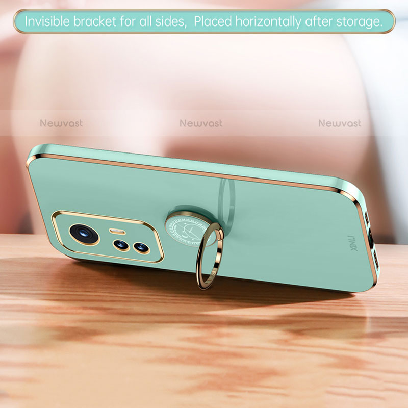 Ultra-thin Silicone Gel Soft Case Cover with Magnetic Finger Ring Stand A10 for Xiaomi Mi 12S 5G