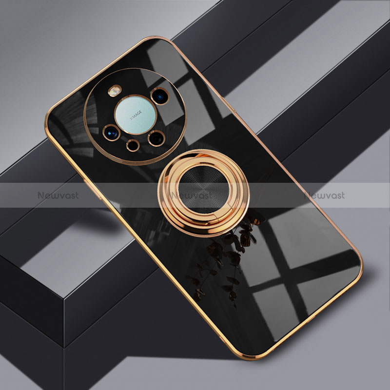 Ultra-thin Silicone Gel Soft Case Cover with Magnetic Finger Ring Stand AN1 for Huawei Mate 60