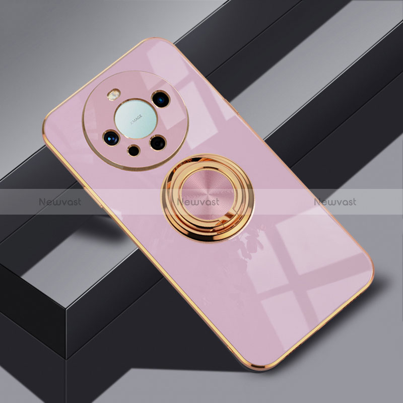 Ultra-thin Silicone Gel Soft Case Cover with Magnetic Finger Ring Stand AN1 for Huawei Mate 60 Pro+ Plus