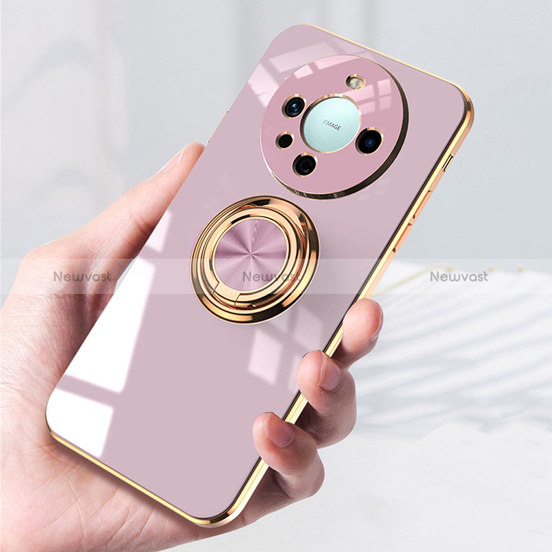 Ultra-thin Silicone Gel Soft Case Cover with Magnetic Finger Ring Stand AN1 for Huawei Mate 60 Pro+ Plus