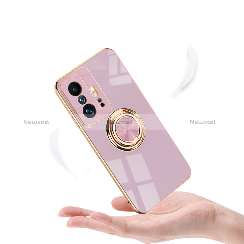 Ultra-thin Silicone Gel Soft Case Cover with Magnetic Finger Ring Stand AN1 for Xiaomi Mi 11T Pro 5G