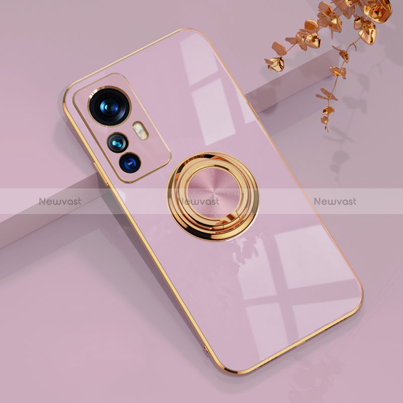 Ultra-thin Silicone Gel Soft Case Cover with Magnetic Finger Ring Stand AN1 for Xiaomi Mi 12T 5G