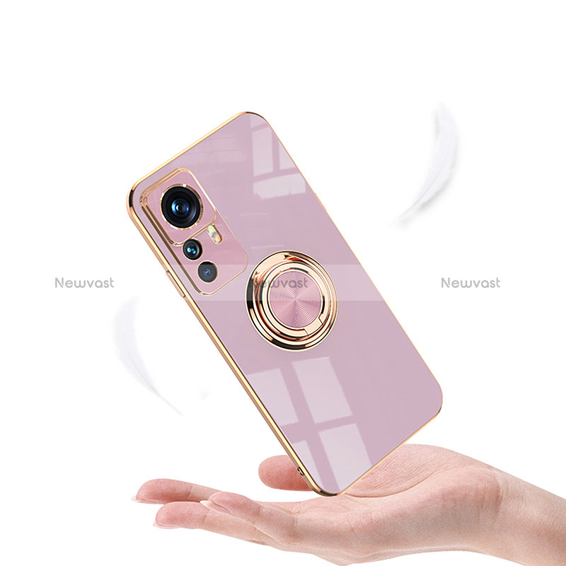 Ultra-thin Silicone Gel Soft Case Cover with Magnetic Finger Ring Stand AN1 for Xiaomi Mi 12T Pro 5G