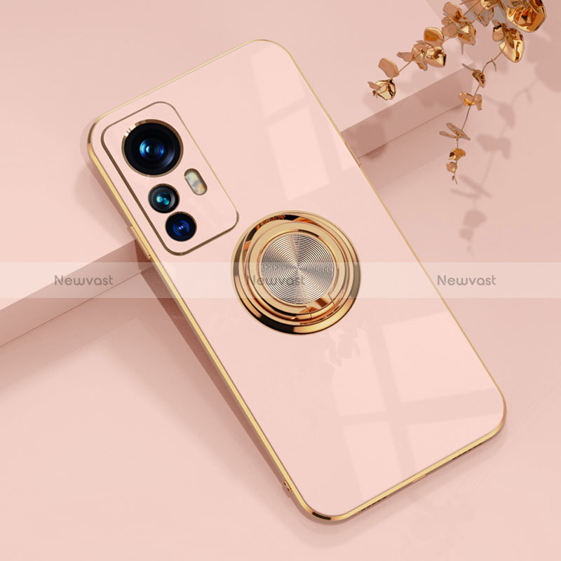Ultra-thin Silicone Gel Soft Case Cover with Magnetic Finger Ring Stand AN1 for Xiaomi Mi 12T Pro 5G