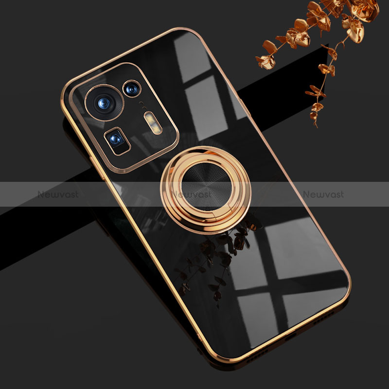 Ultra-thin Silicone Gel Soft Case Cover with Magnetic Finger Ring Stand AN1 for Xiaomi Mi Mix 4 5G Black