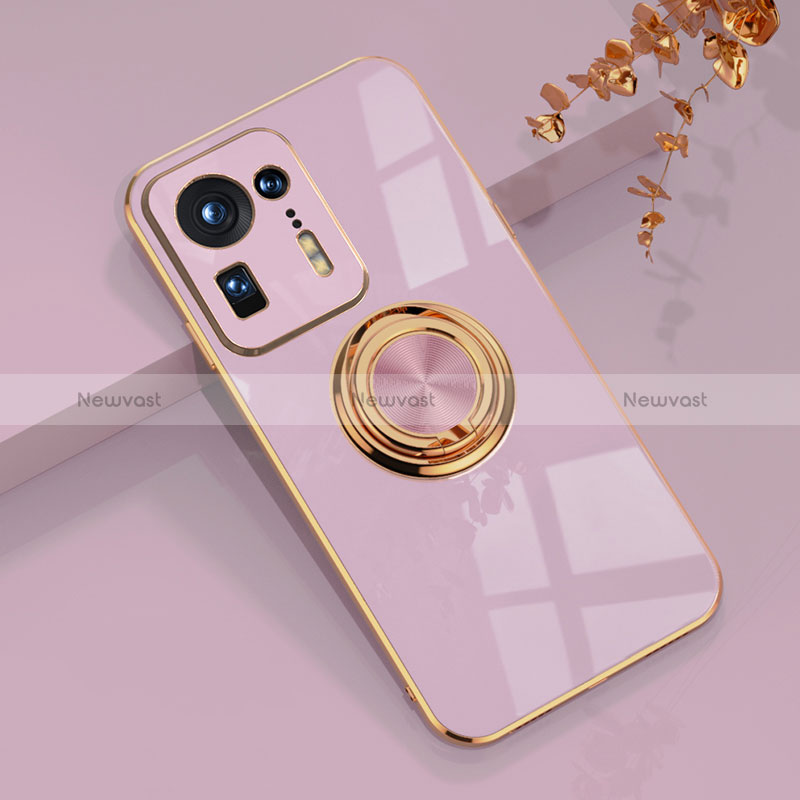 Ultra-thin Silicone Gel Soft Case Cover with Magnetic Finger Ring Stand AN1 for Xiaomi Mi Mix 4 5G Clove Purple