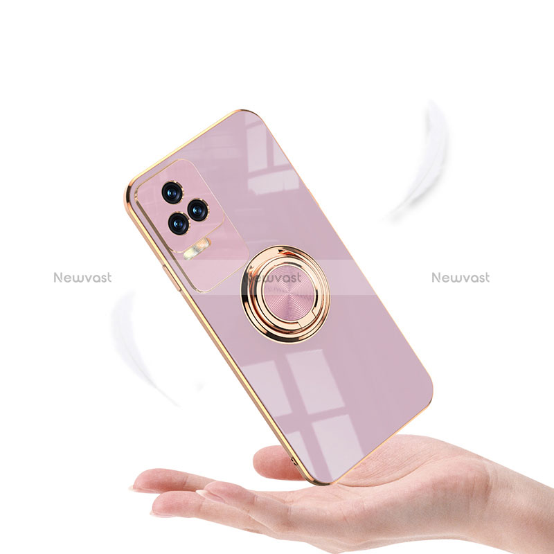 Ultra-thin Silicone Gel Soft Case Cover with Magnetic Finger Ring Stand AN1 for Xiaomi Poco F4 5G