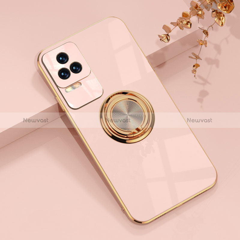 Ultra-thin Silicone Gel Soft Case Cover with Magnetic Finger Ring Stand AN1 for Xiaomi Poco F4 5G