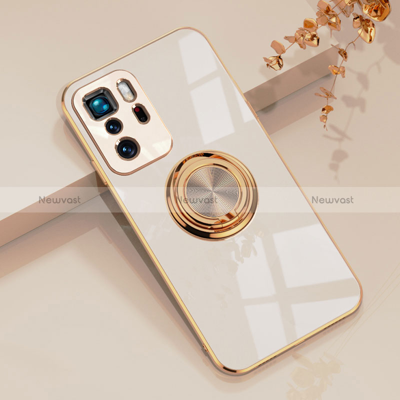 Ultra-thin Silicone Gel Soft Case Cover with Magnetic Finger Ring Stand AN1 for Xiaomi Poco X3 GT 5G