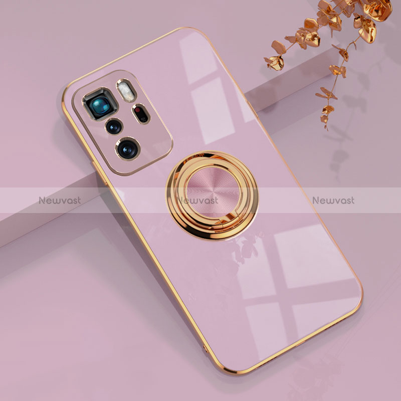 Ultra-thin Silicone Gel Soft Case Cover with Magnetic Finger Ring Stand AN1 for Xiaomi Poco X3 GT 5G