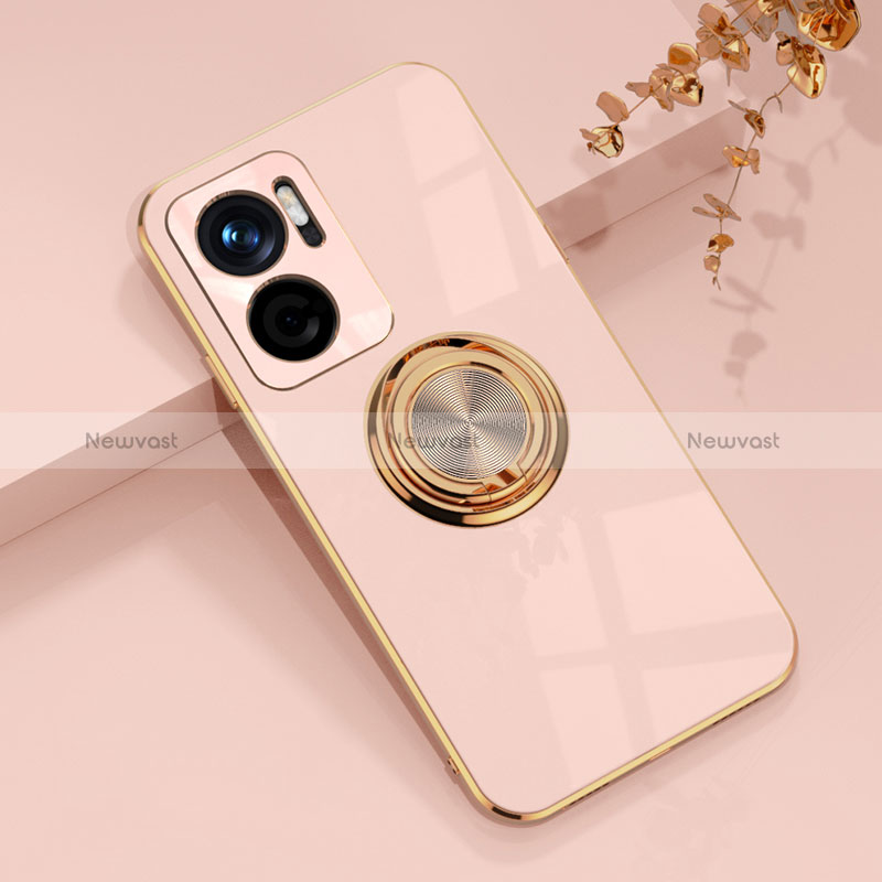 Ultra-thin Silicone Gel Soft Case Cover with Magnetic Finger Ring Stand AN1 for Xiaomi Redmi 10 Prime Plus 5G