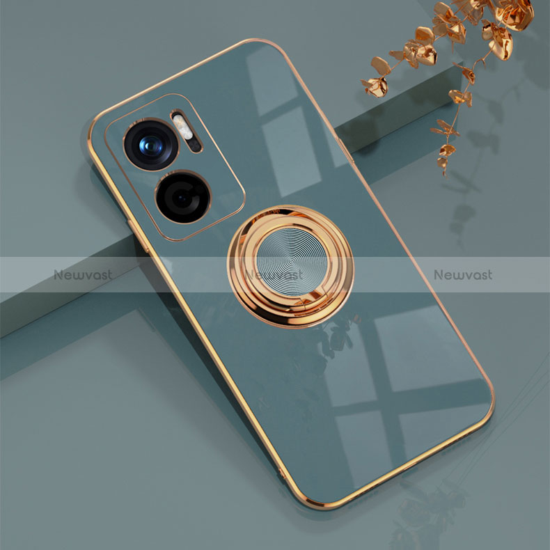 Ultra-thin Silicone Gel Soft Case Cover with Magnetic Finger Ring Stand AN1 for Xiaomi Redmi Note 11E 5G