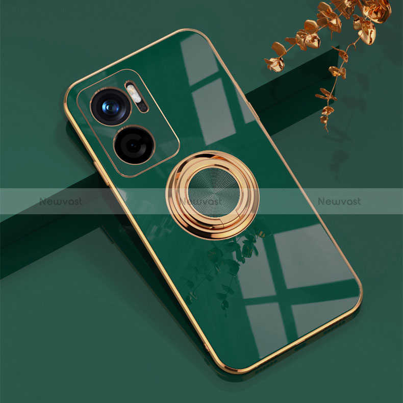 Ultra-thin Silicone Gel Soft Case Cover with Magnetic Finger Ring Stand AN1 for Xiaomi Redmi Note 11E 5G