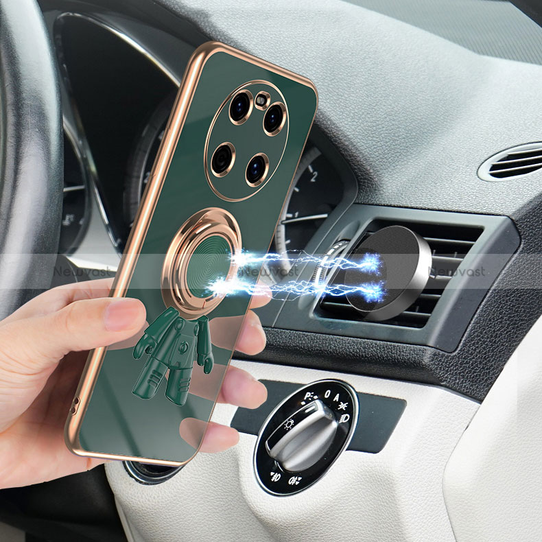 Ultra-thin Silicone Gel Soft Case Cover with Magnetic Finger Ring Stand AN2 for Huawei Mate 40