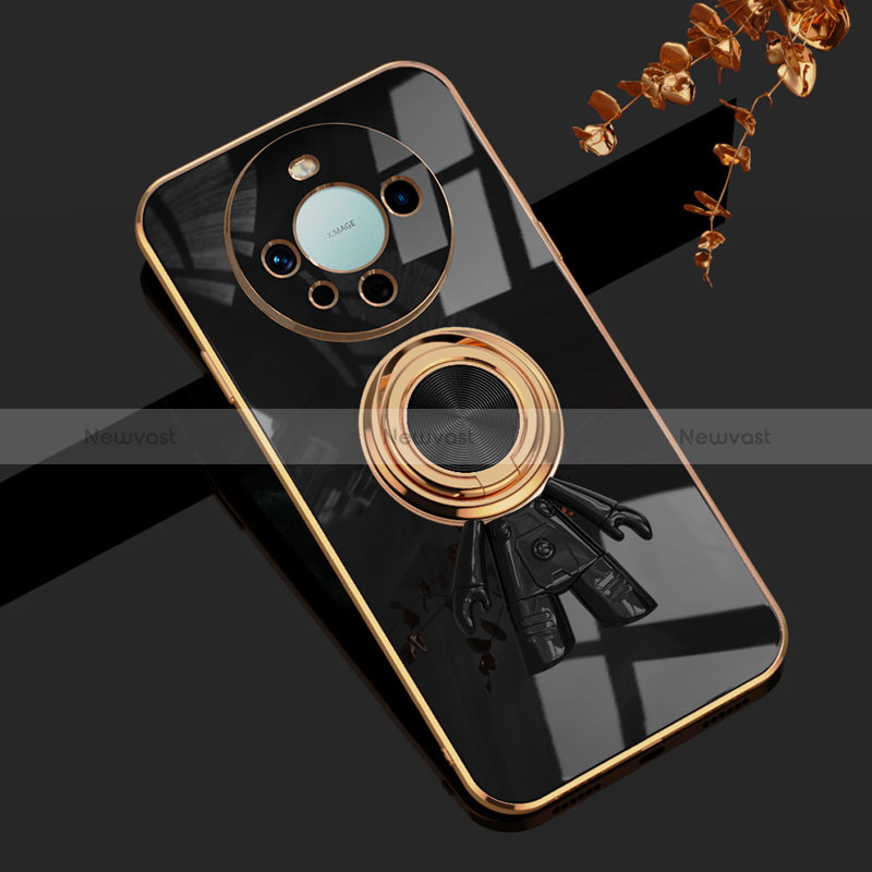 Ultra-thin Silicone Gel Soft Case Cover with Magnetic Finger Ring Stand AN2 for Huawei Mate 60 Pro