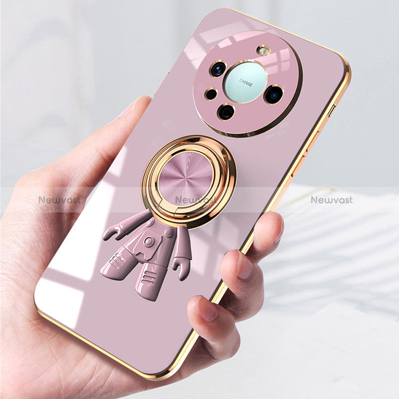 Ultra-thin Silicone Gel Soft Case Cover with Magnetic Finger Ring Stand AN2 for Huawei Mate 60 Pro