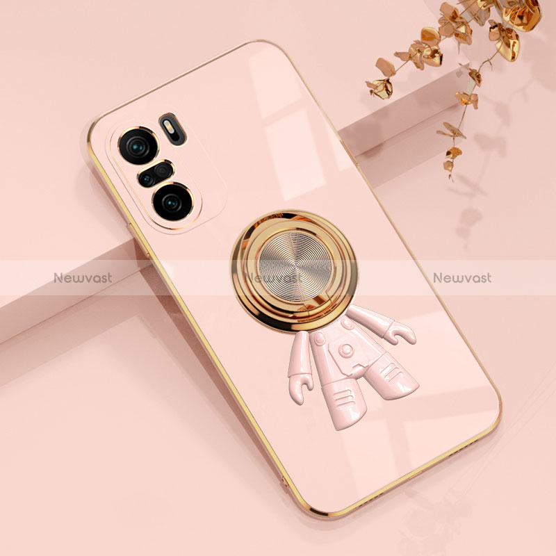Ultra-thin Silicone Gel Soft Case Cover with Magnetic Finger Ring Stand AN2 for Xiaomi Mi 11X Pro 5G