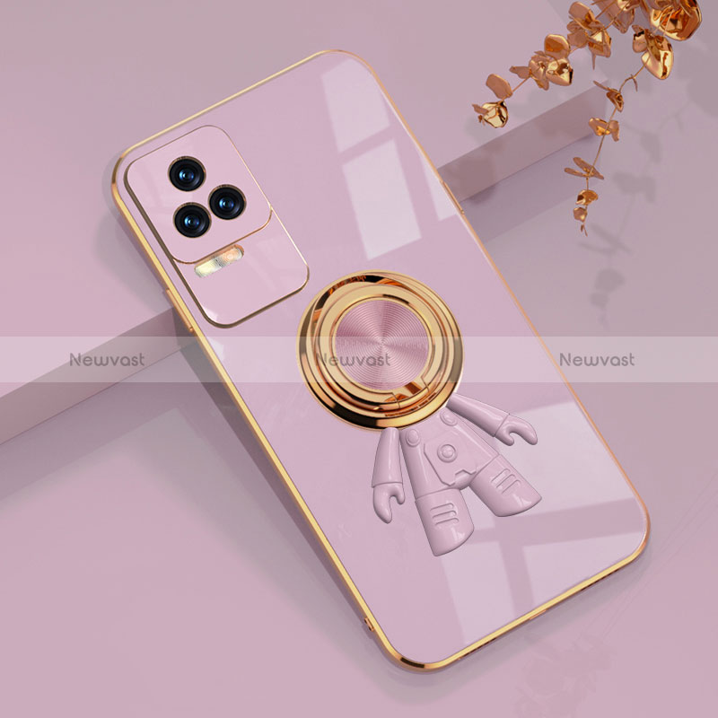 Ultra-thin Silicone Gel Soft Case Cover with Magnetic Finger Ring Stand AN2 for Xiaomi Poco F4 5G