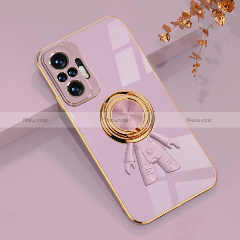 Ultra-thin Silicone Gel Soft Case Cover with Magnetic Finger Ring Stand AN2 for Xiaomi Redmi Note 10 Pro Max