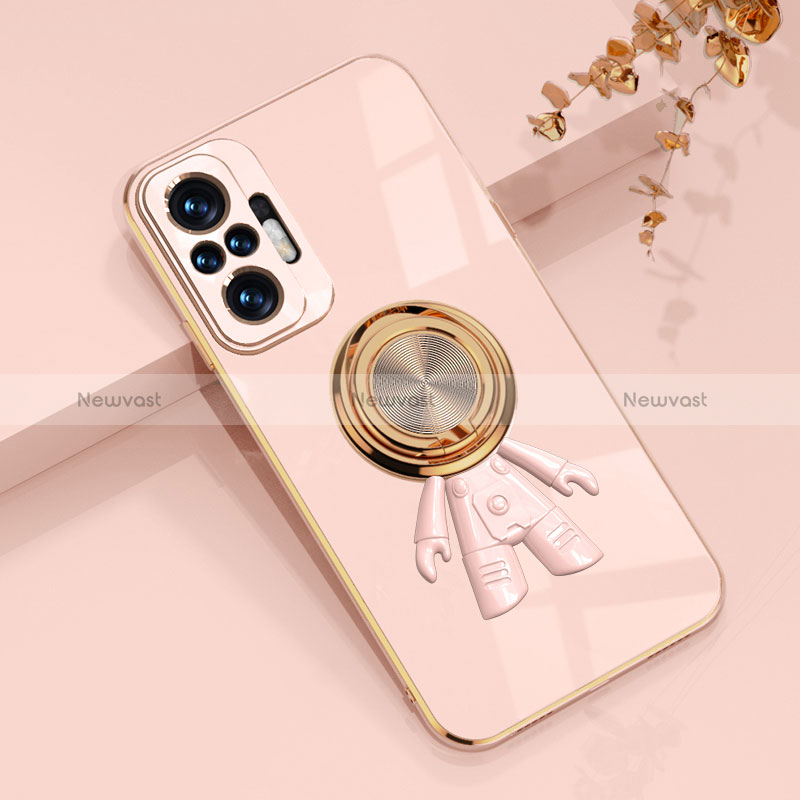 Ultra-thin Silicone Gel Soft Case Cover with Magnetic Finger Ring Stand AN2 for Xiaomi Redmi Note 10 Pro Max