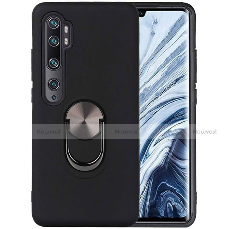 Ultra-thin Silicone Gel Soft Case Cover with Magnetic Finger Ring Stand D04 for Xiaomi Mi Note 10