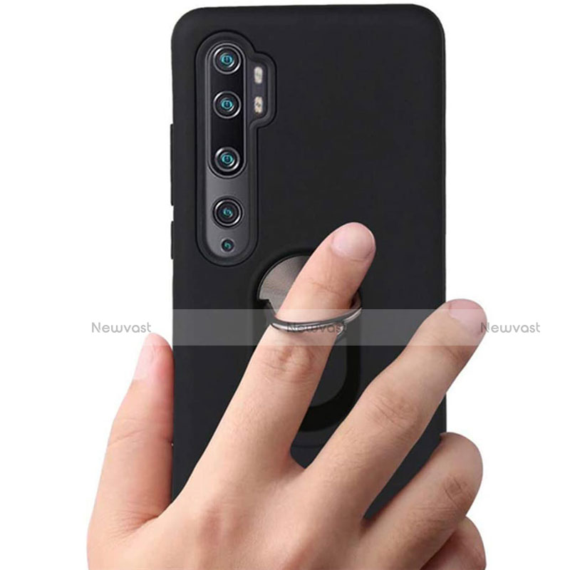 Ultra-thin Silicone Gel Soft Case Cover with Magnetic Finger Ring Stand D04 for Xiaomi Mi Note 10