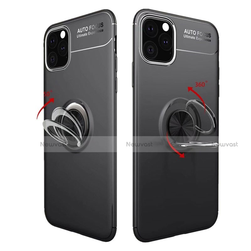 Ultra-thin Silicone Gel Soft Case Cover with Magnetic Finger Ring Stand for Apple iPhone 11 Pro