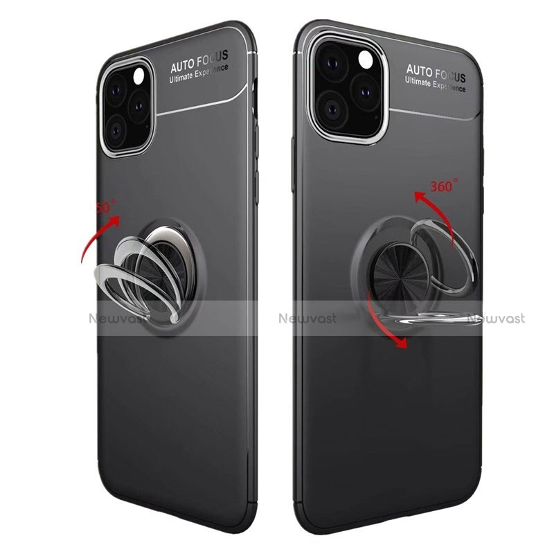 Ultra-thin Silicone Gel Soft Case Cover with Magnetic Finger Ring Stand for Apple iPhone 11 Pro Max