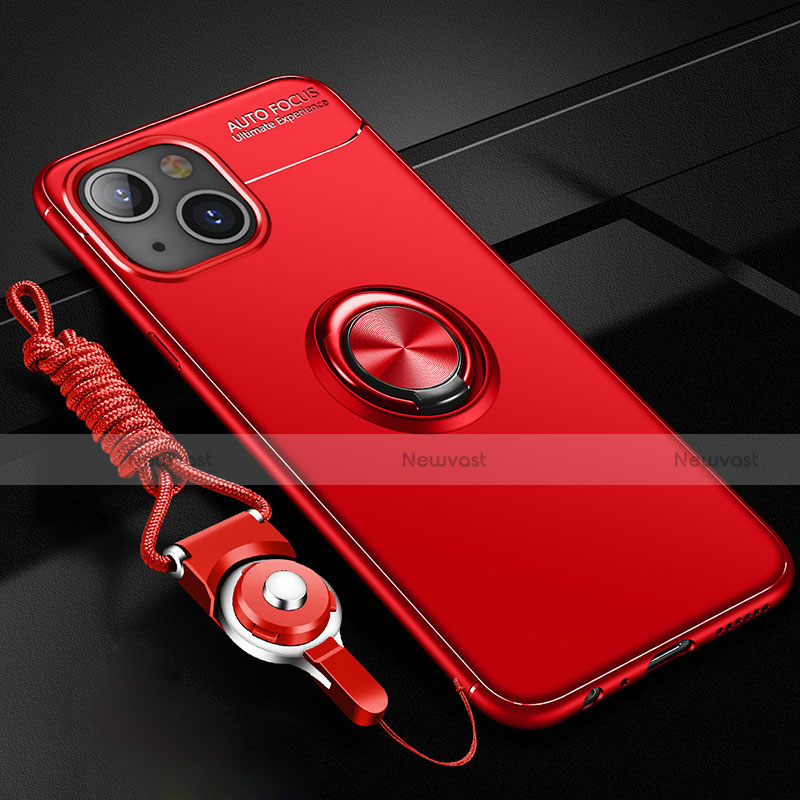 Ultra-thin Silicone Gel Soft Case Cover with Magnetic Finger Ring Stand for Apple iPhone 13