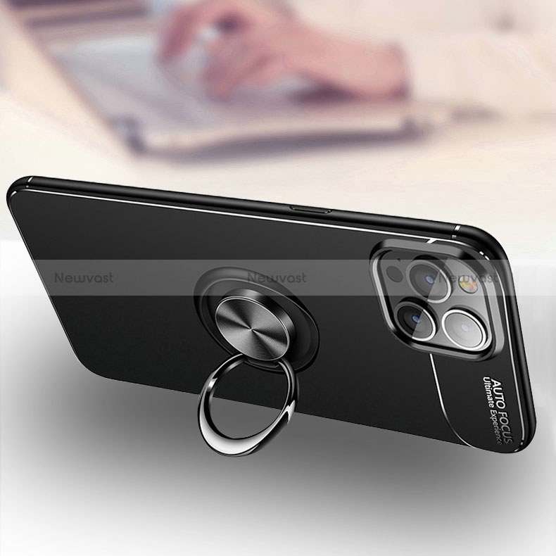 Ultra-thin Silicone Gel Soft Case Cover with Magnetic Finger Ring Stand for Apple iPhone 14 Pro Max