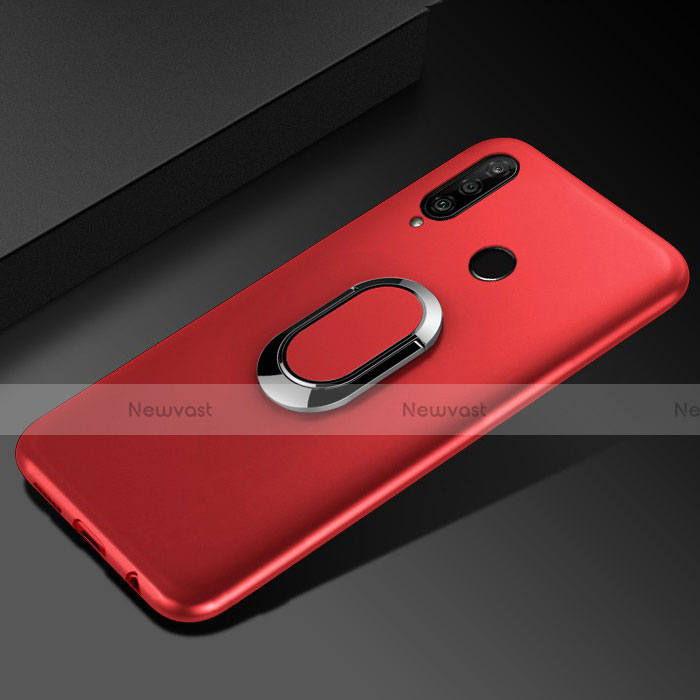 Ultra-thin Silicone Gel Soft Case Cover with Magnetic Finger Ring Stand for Huawei Enjoy 9s Red