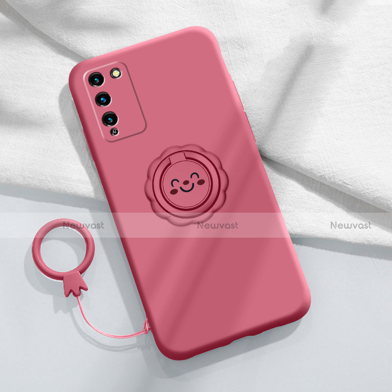 Ultra-thin Silicone Gel Soft Case Cover with Magnetic Finger Ring Stand for Huawei Honor 30 Lite 5G