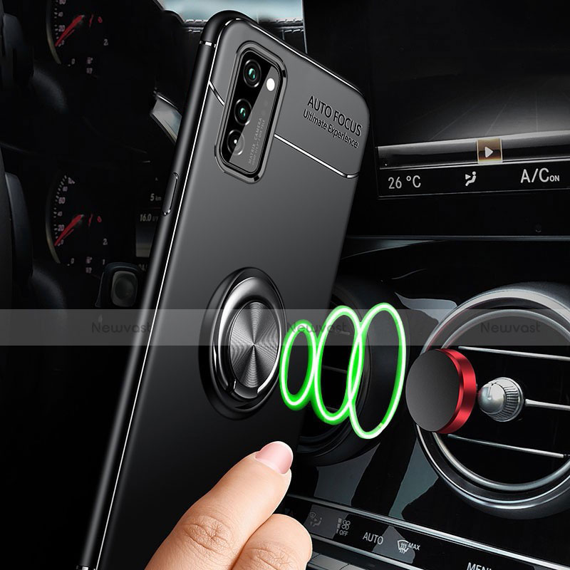 Ultra-thin Silicone Gel Soft Case Cover with Magnetic Finger Ring Stand for Huawei Honor V30 Pro 5G