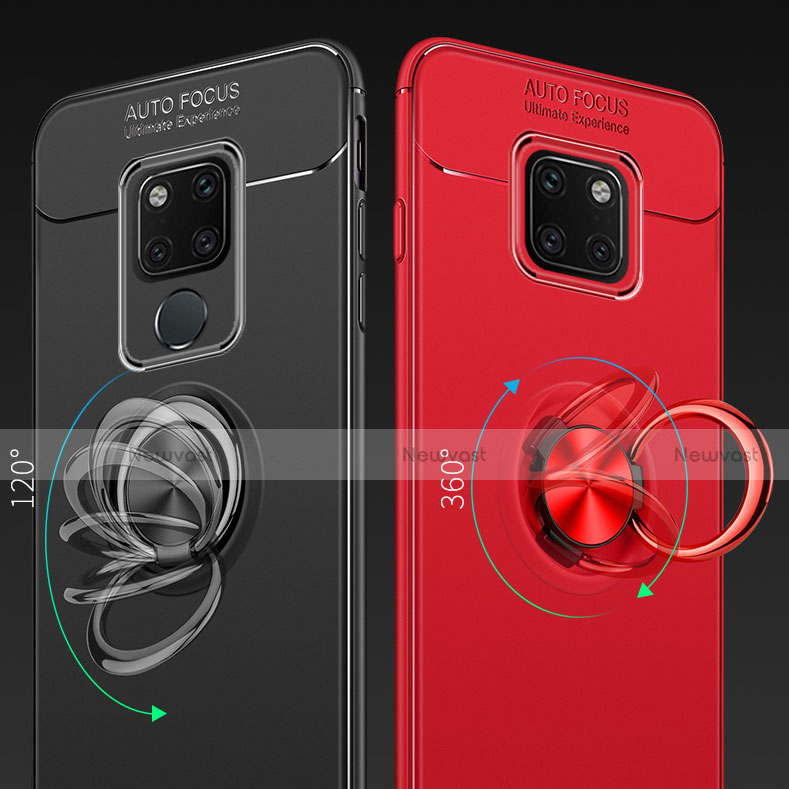 Ultra-thin Silicone Gel Soft Case Cover with Magnetic Finger Ring Stand for Huawei Mate 20