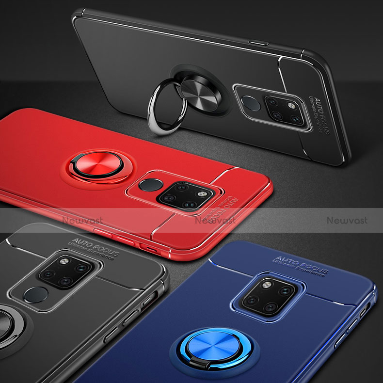 Ultra-thin Silicone Gel Soft Case Cover with Magnetic Finger Ring Stand for Huawei Mate 20