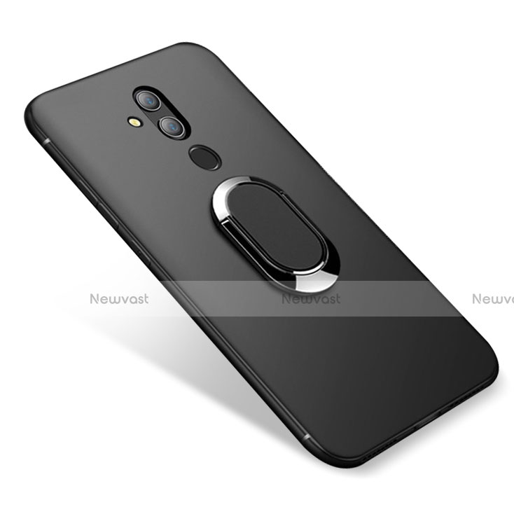 Ultra-thin Silicone Gel Soft Case Cover with Magnetic Finger Ring Stand for Huawei Mate 20 Lite Black