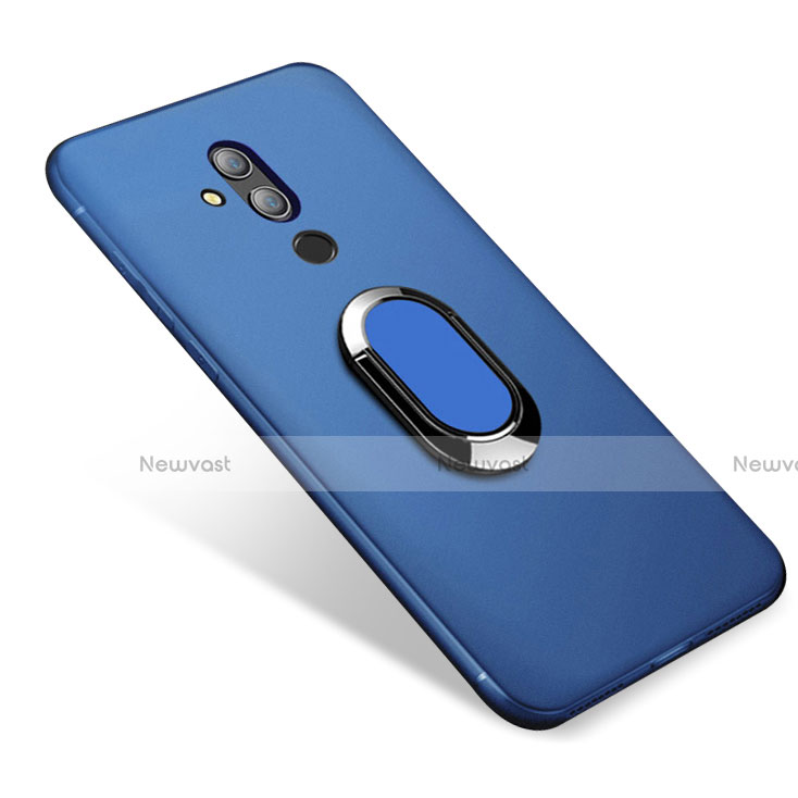 Ultra-thin Silicone Gel Soft Case Cover with Magnetic Finger Ring Stand for Huawei Mate 20 Lite Blue