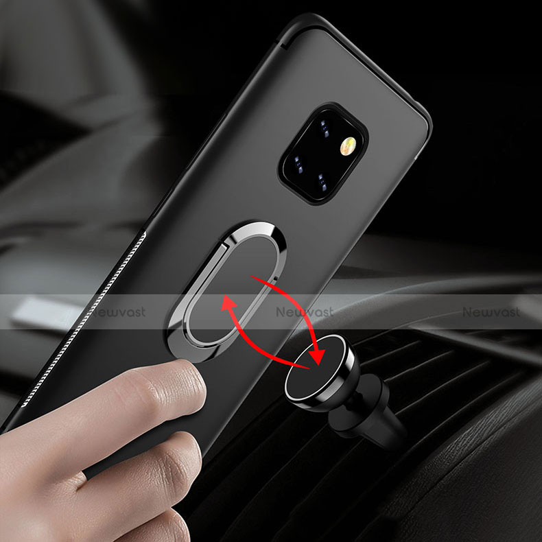 Ultra-thin Silicone Gel Soft Case Cover with Magnetic Finger Ring Stand for Huawei Mate 20 Pro