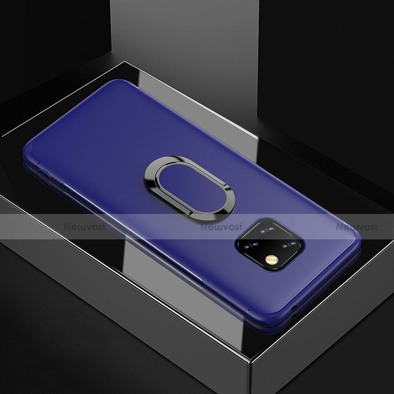Ultra-thin Silicone Gel Soft Case Cover with Magnetic Finger Ring Stand for Huawei Mate 20 Pro Blue