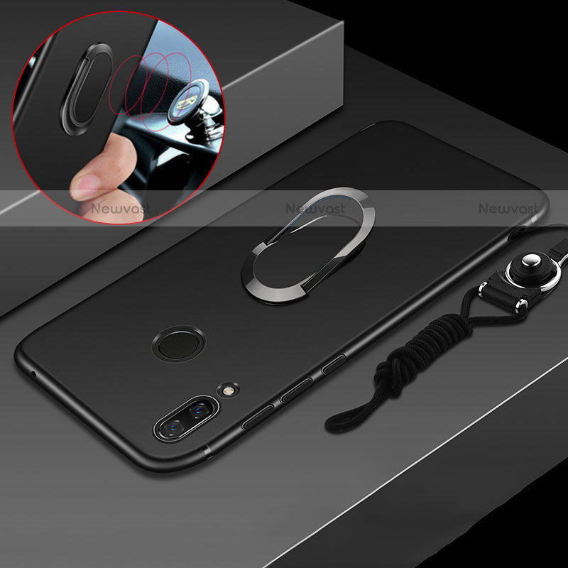 Ultra-thin Silicone Gel Soft Case Cover with Magnetic Finger Ring Stand for Huawei Nova 3i Black