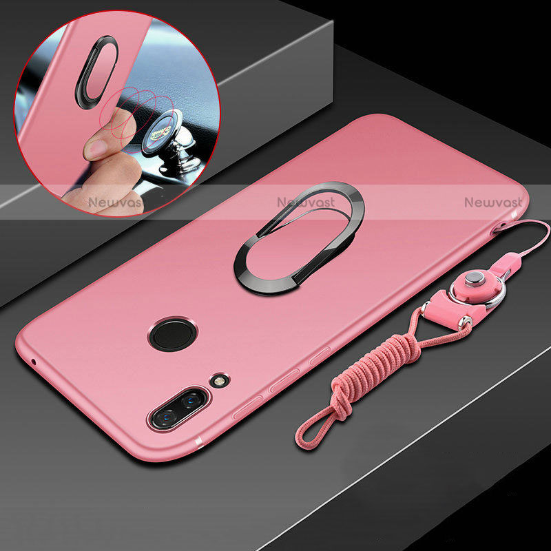Ultra-thin Silicone Gel Soft Case Cover with Magnetic Finger Ring Stand for Huawei Nova 3i Pink