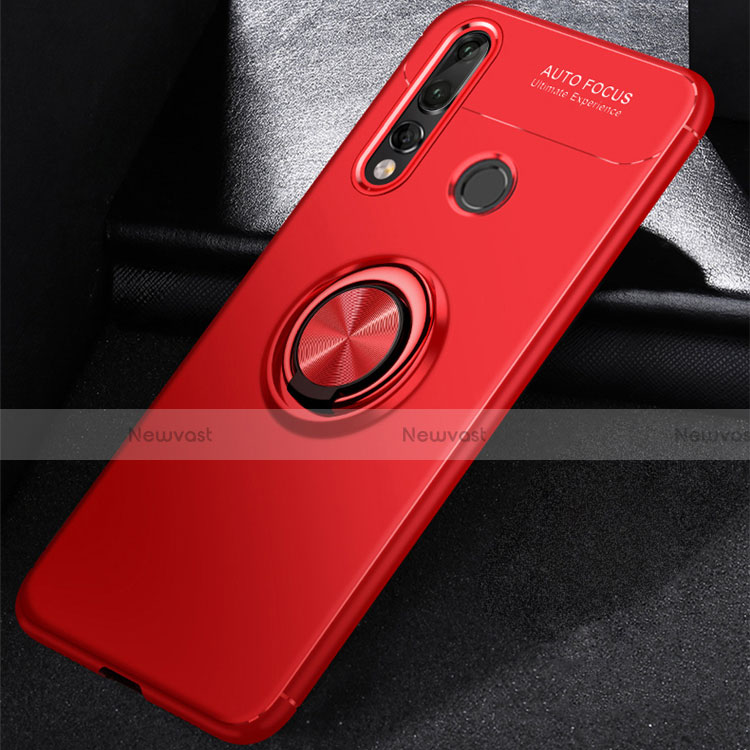 Ultra-thin Silicone Gel Soft Case Cover with Magnetic Finger Ring Stand for Huawei Nova 4e Red